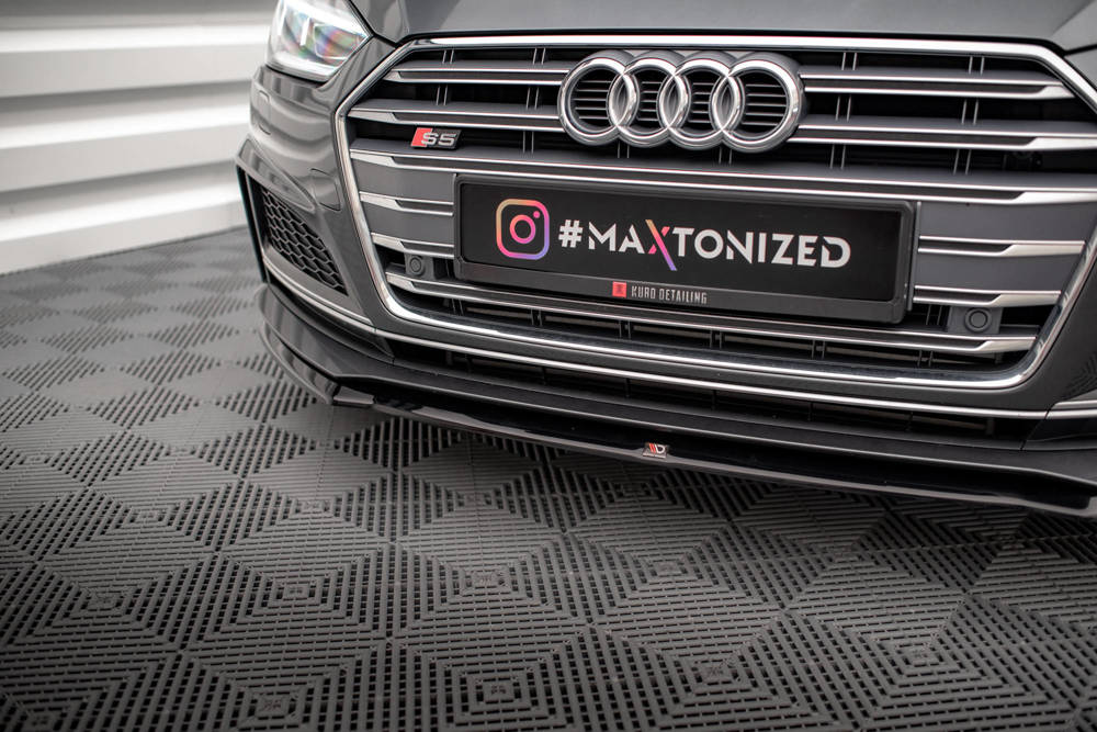 Voorspoiler Audi S5 / A5 S-Line F5 Coupe / Sportback V.2 Glanzend Zwart