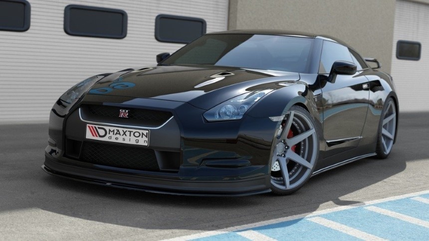 Voorspoiler Nissan GT-R Maxton Design glans zwart