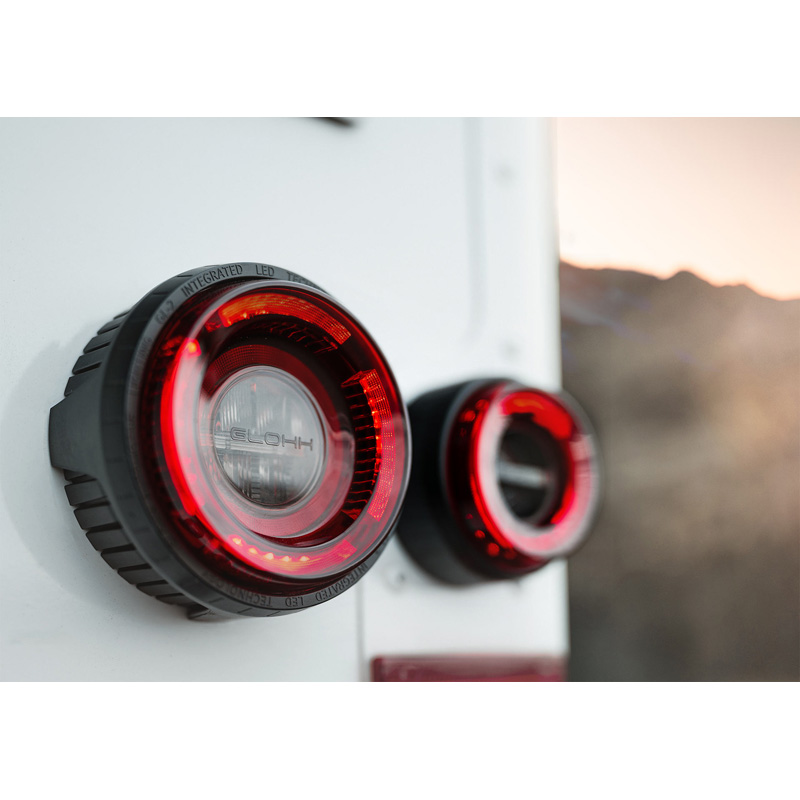Glohh GL-2 Dynamic LED Achterlichten  Landrover 90/110 1983-1990 & Defender (LD) 1990-2016 - Rood/Rookgrijs (6-delig)