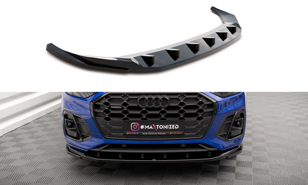 Voorspoiler V.2 Audi SQ5 / Q5 S-Line SUV / Sportback Facelift Maxton Glans Zwart