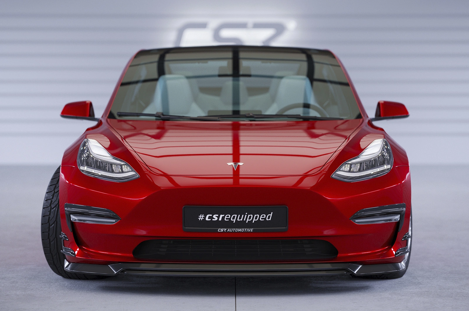 Voorspoiler Tesla Model 3 Glans Zwart (2017–09/2023 Voor Facelift) CSR