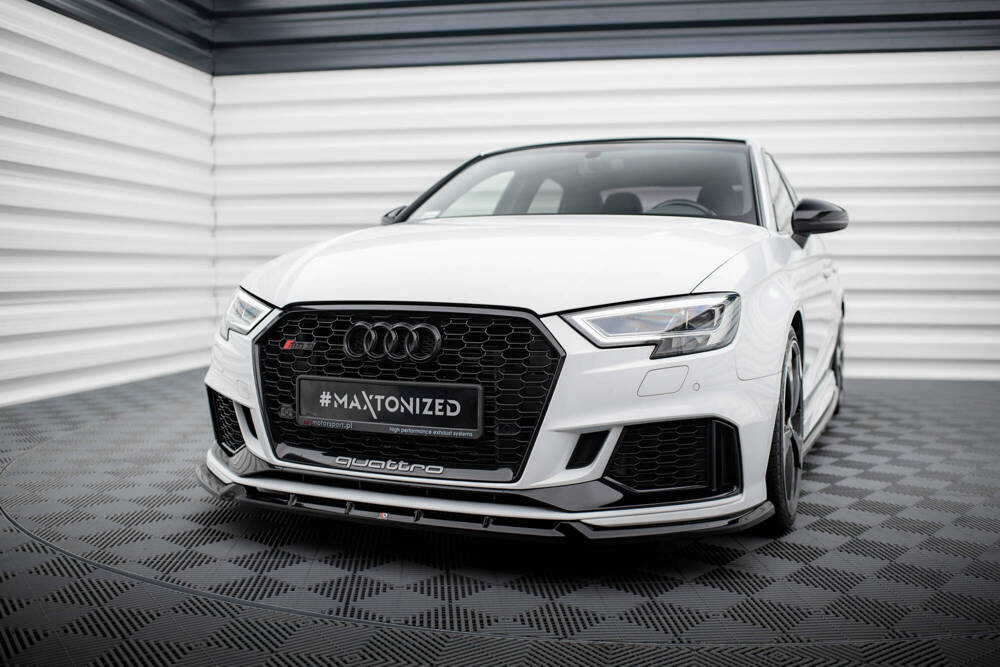 Voor Spoiler V.3 Audi RS3 8V FL Sedan Glanzend Zwart