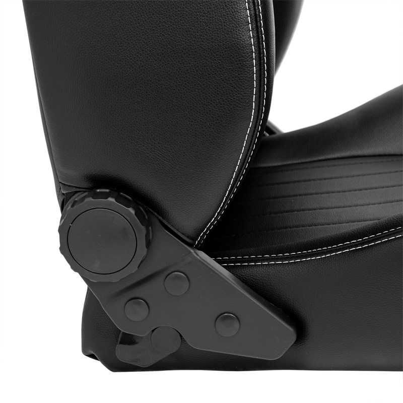 Sportstoel Type Retro Zwart PU leer + zilveren stiksels
