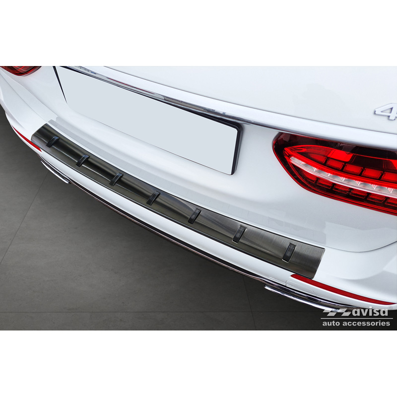 Avisa Zwart RVS Achterbumperprotector  Mercedes E-Klasse Estate S213 2016-2023 (incl. E53 AMG) 'STRONG EDITION'