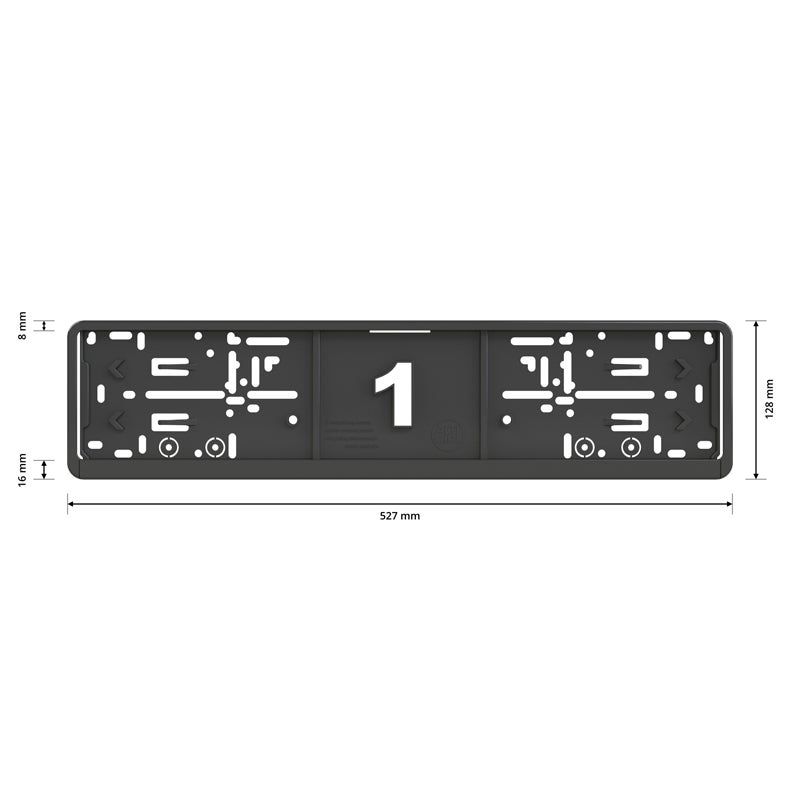 Alti Giri Set Kunststof kentekenplaathouders 52,7x12,8cm - Type Autodromo - Zwart - 2 stuks